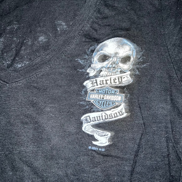 Harley Davidson Skull Angel San Diego California Motorcycle T-Shirt Black V-Neck - Picture 6 of 16